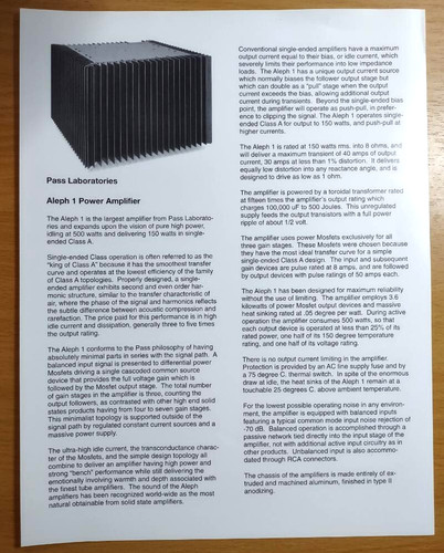 Pass laboratories aleph - laboratories, 1
